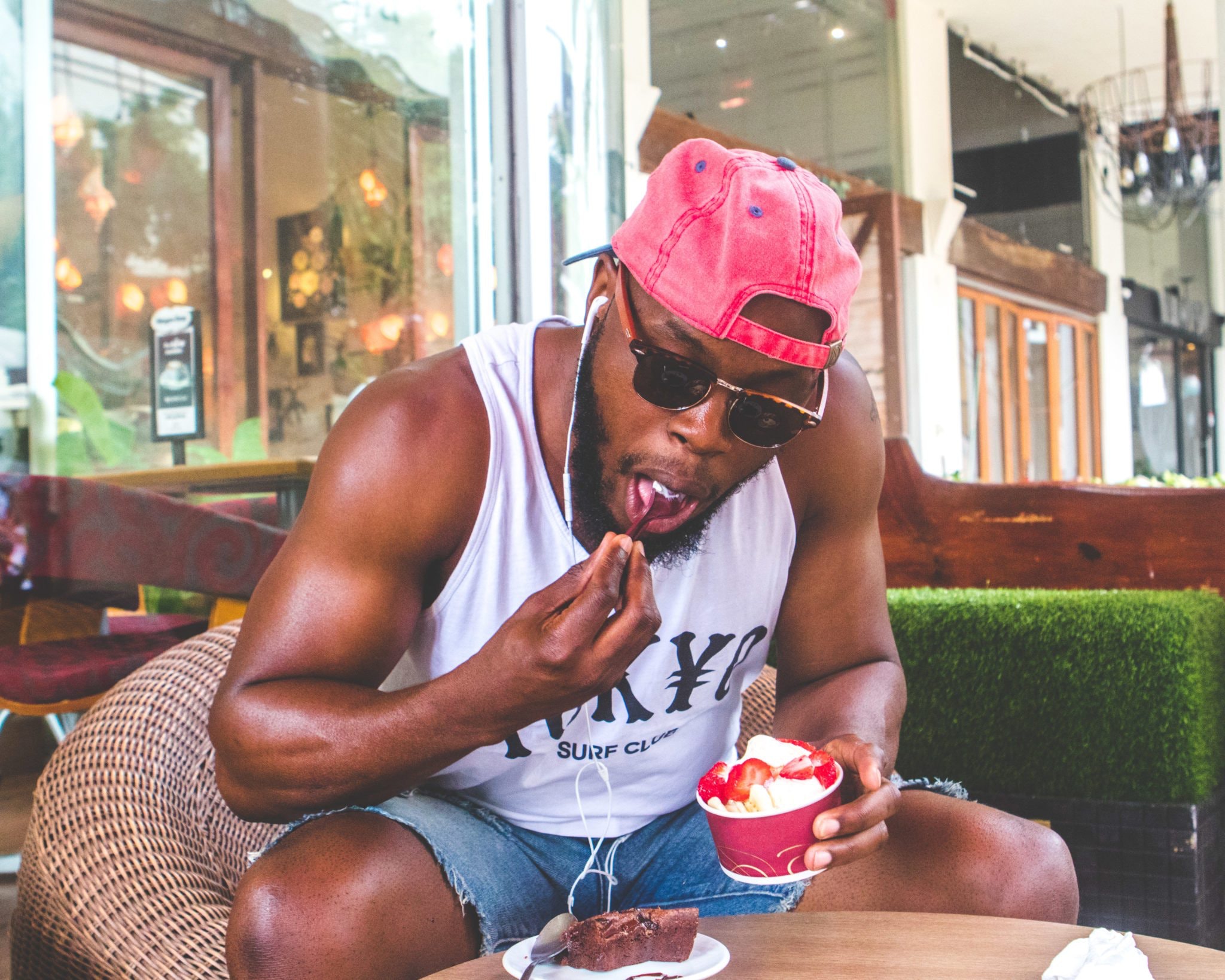 Photo by nappy: https://www.pexels.com/photo/man-eating-froyo-with-strawberries-936000/