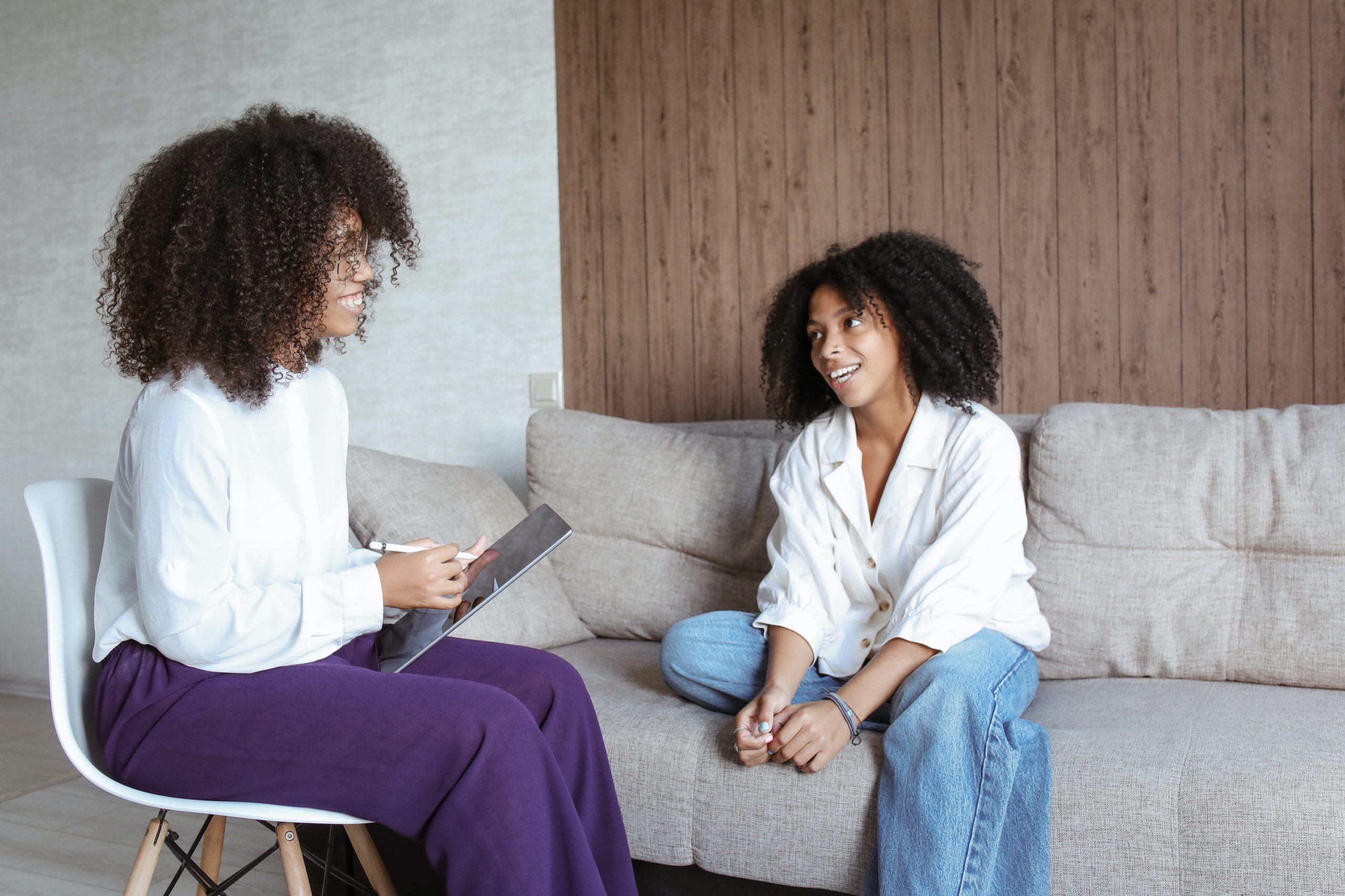 Photo by Polina Tankilevitch: https://www.pexels.com/photo/women-having-conversation-while-looking-at-each-other-5234582/